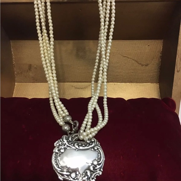 Vintage Foree Hunsicker Sterling 925 Faux Pearl Necklace 20”Length - Picture 2 of 5